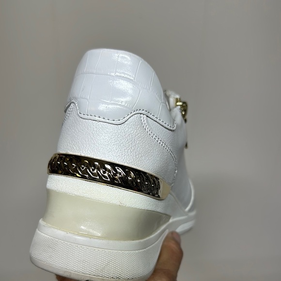 Aldo White and Gold Sneakers with Padded Ankle Collar - Picture 6 of 14